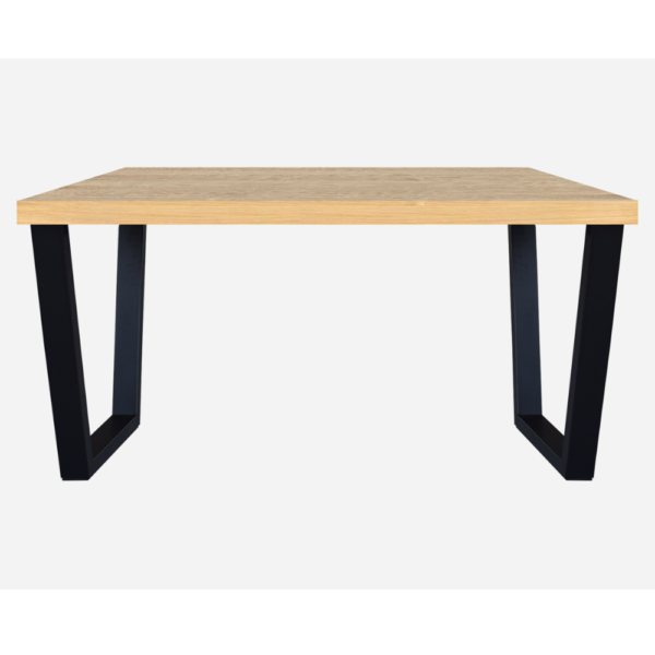 Mesa de comedor voga 6 puestos rectangular madera pino natural y metal negro - Imagen 2