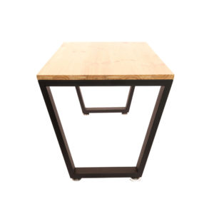 Mesa de comedor voga 6 puestos rectangular madera pino natural y metal negro