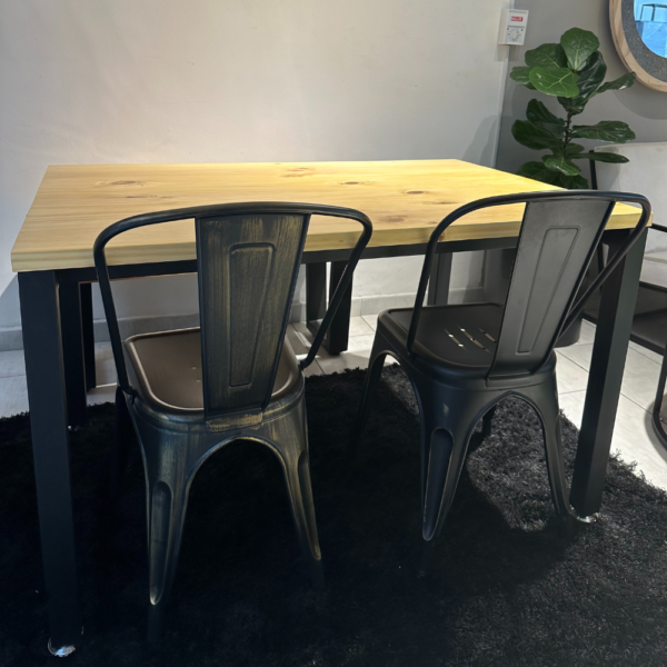 Mesa de comedor minimal 120*80cm pino estructura negra - Imagen 3